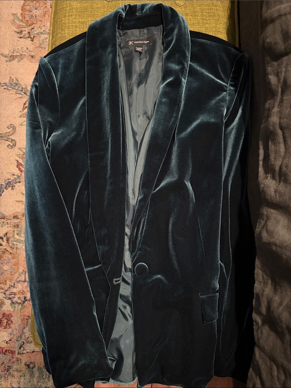 INC International Concepts Women’s Emerald Green Velvet Blazer- X-Large